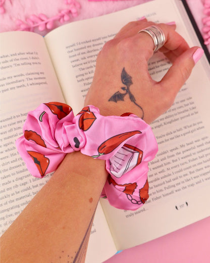 scrunchie for book lovers and readers of spicy books, smut reader, smutty books, hair accessories, good girl, romance books, romantasy, dark romance
