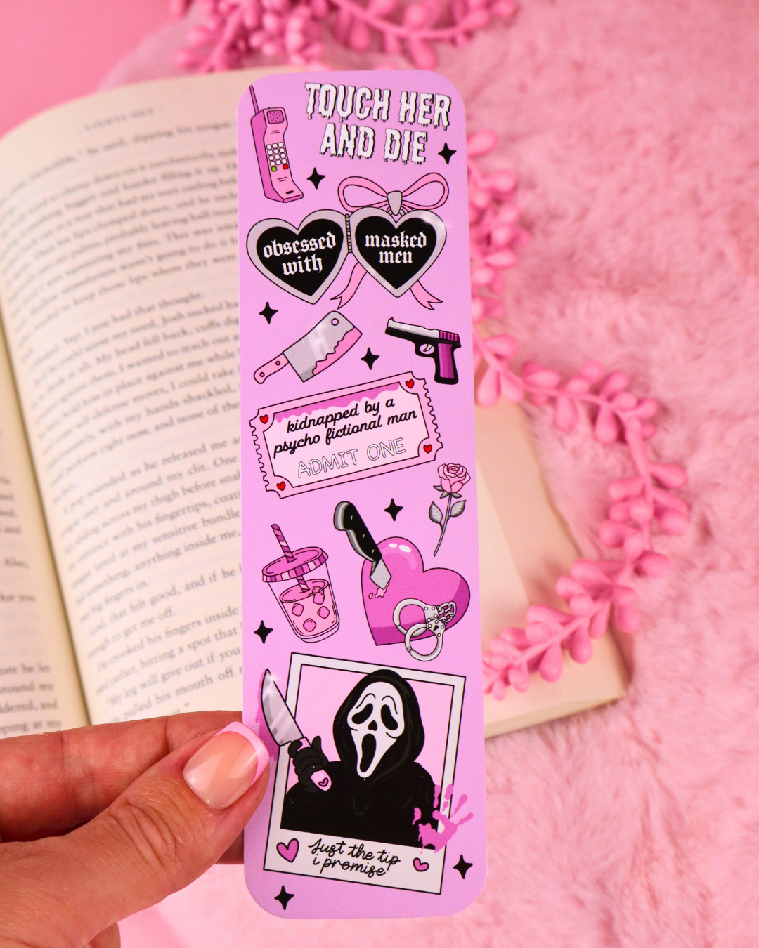 villain lover, dark romance reader bookmark, masked men, ghost face mask, booktok, booktok gift, gift for book lover, dark romance books, the ritual, lights out, josh, bookish gifts, smut reader, spicy books, smutty books