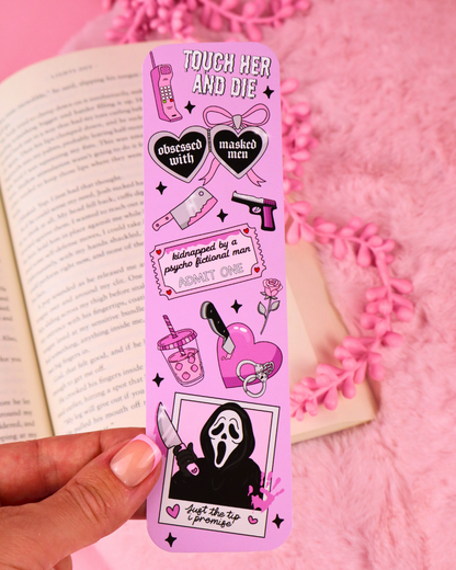 villain lover, dark romance reader bookmark, masked men, ghost face mask, booktok, booktok gift, gift for book lover, dark romance books, the ritual, lights out, josh, bookish gifts, smut reader, spicy books, smutty books