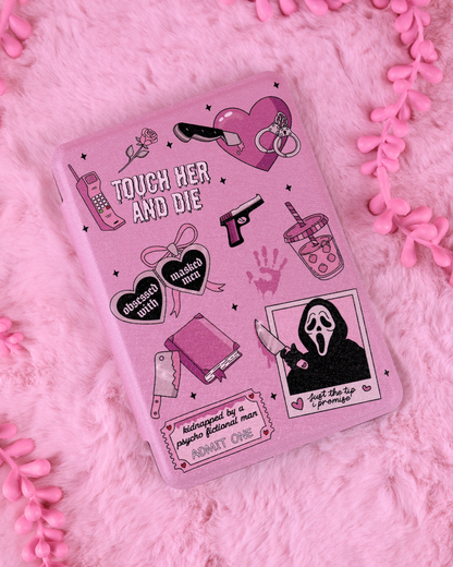 pink horror dark romance kindle case for masked men lovers and smut readers