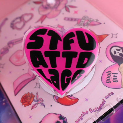 stfuatdlagg kindle grip for dark romance readers and spicy smut books, good girl merch, good girl sticker, smut book club kindle grip, dark romance, ereader, kobo, spicy books, smut reader, sexy books, smutty reader, bookish merch, booktok books, bookish gift, funny gift for reader, tbr, smut book club, magsafe, kindle, kobo