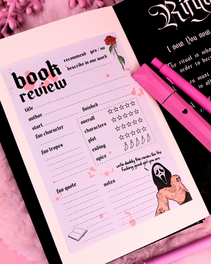 dark romance book review notepad, sticky notes, gift for readers, good girl, booktok, romance books, dark romance books
