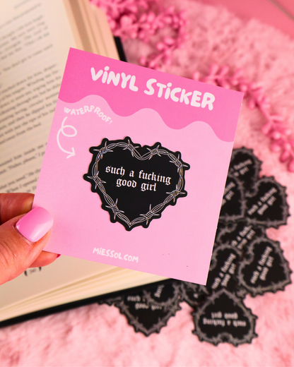 such a good girl, praise kink sticker, fictional men, villain lover books sticker waterproof vinyl, kindle sticker, hockey romance sticker, ice hockey sticker, heated rivalry, masked men, dark romance, lights out, xaden, josh, legacy of gods, Rina kent, kindle decorating, kindle accessories, gay romance books, queer books, kobo sticker, book lover, stickers for romance readers, booktok, dibs on the villain