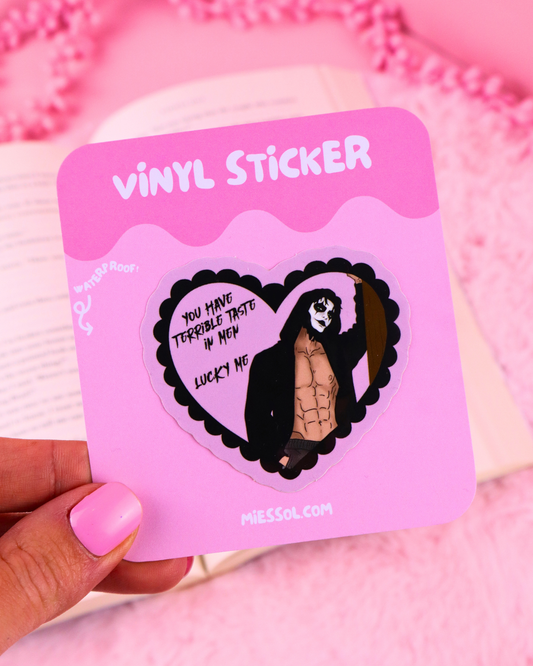 Masked man vinyl sticker for dark romance readers, perfect for decorating Kindles, laptops, water bottles and bookish accessories.