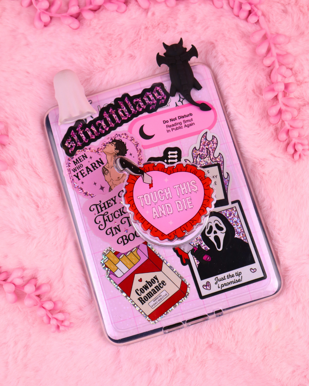 masked men kindle grip, bookish gift, cute phone grip, bookish merch, book lover gift, kindle and kobo grip, kindle accessories, villain lovers, enemies to lovers, booktok, dark romance, romantasy, e-reader accessories, kindle charm, bookish gift, ereader must haves, touch her and die