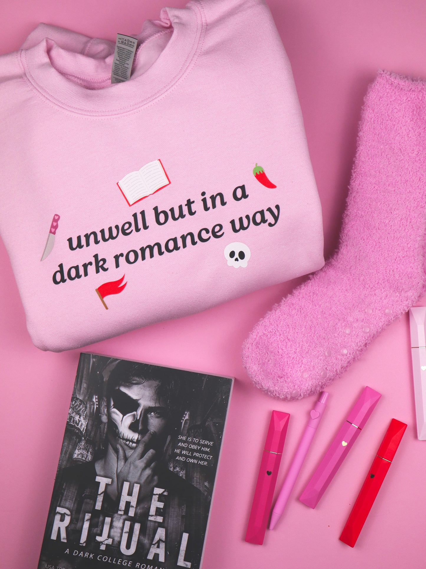 dark romance themed sweatshirt, crewneck, funny bookish sweater, gift for reader, the ritual, masked men, booktok, romance lover, romance readers