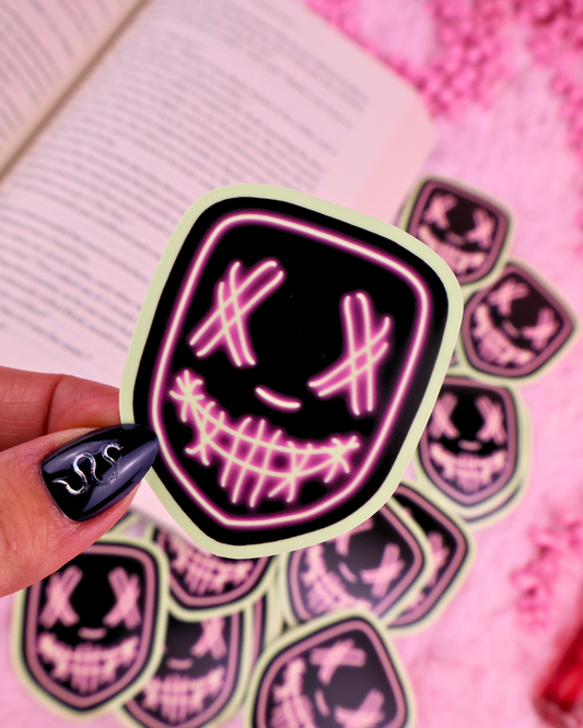 neon glow in the dark masked men, dark romance books, dark romance readers, masktok, neon masked men, booktok sticker, bookish gift, book lover, unhinged books, vinyl kindle sticker