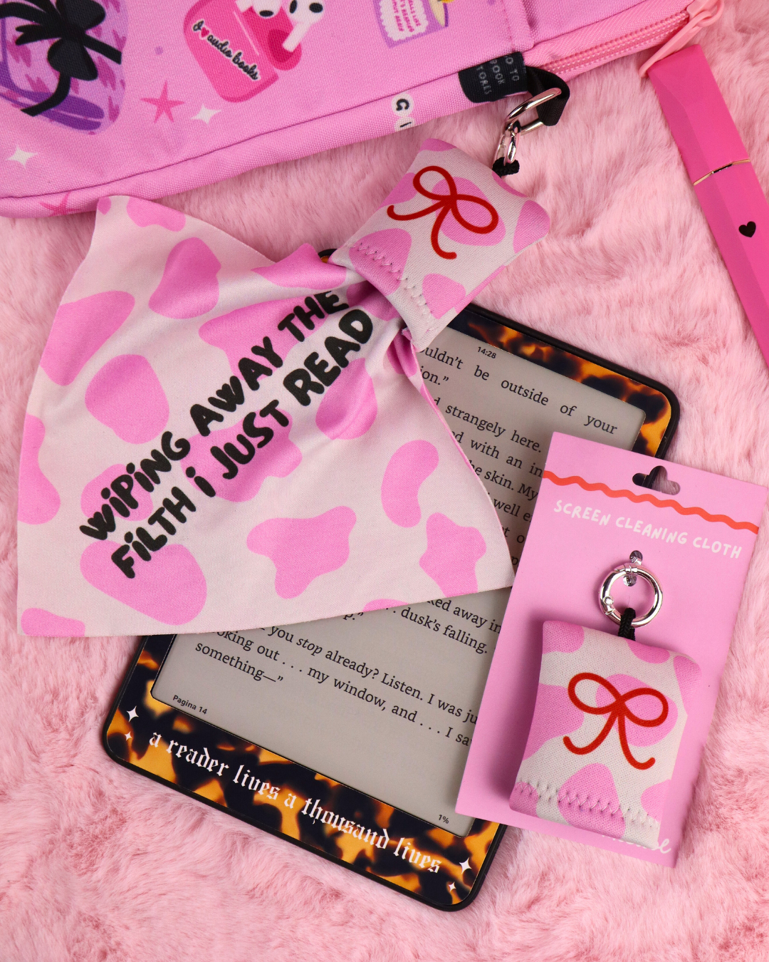 funny gift for book lovers, romance readers, smut reader, spicy book lovers, kindle accessories, kobo, kindle screen cleaner cloth